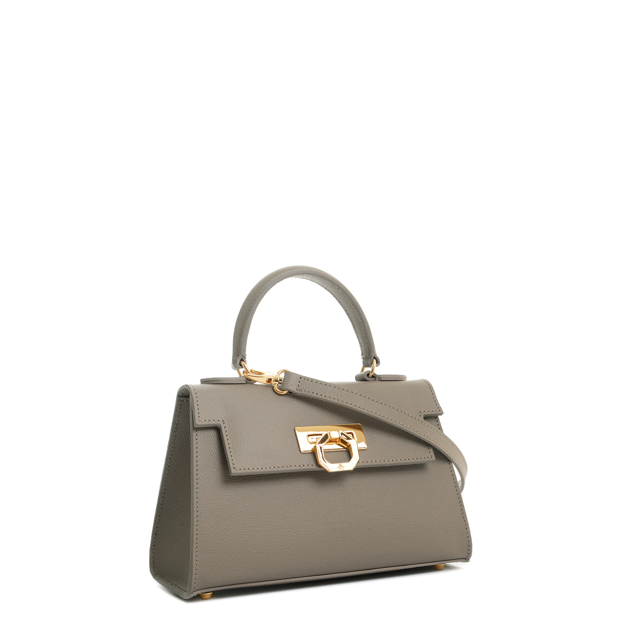 Greta leather handbag taupe 07